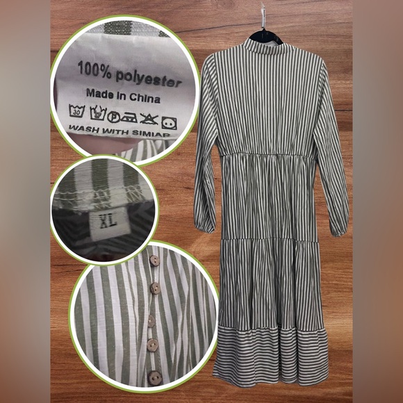 UNKNOWN Striped Tiered Maxi Dress | XL - Picture 2 of 2
